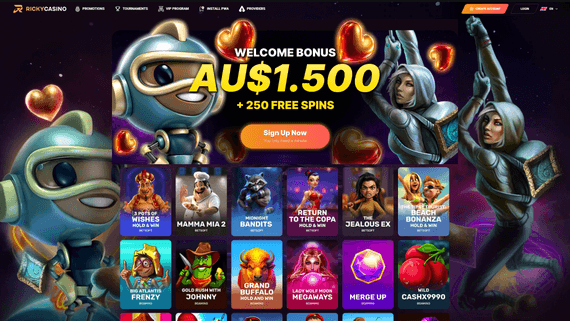 Ricky Casino lobby with pokies